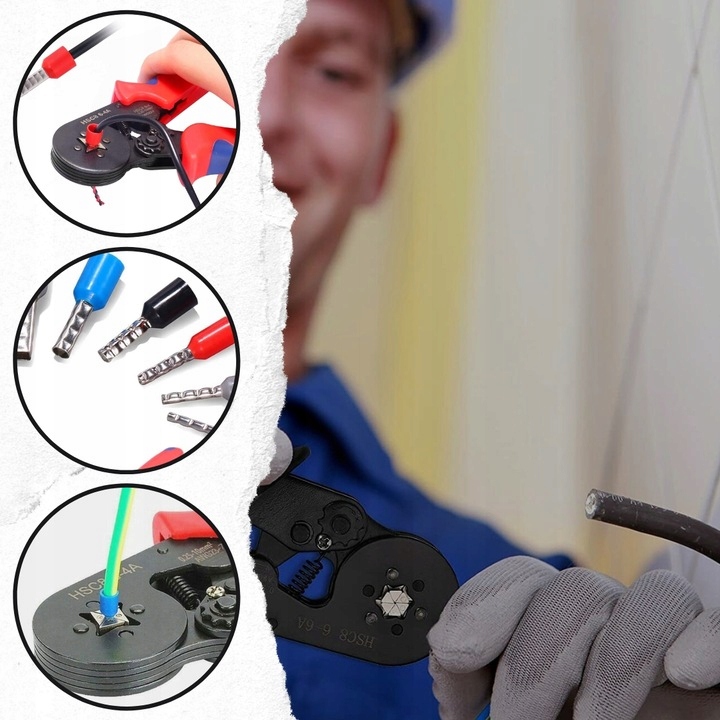 ZACISKARKA DO KONEKTORÓW DO TULEJEK PRASA PRASKA SZCZYPCE + 1200 TULEJEK