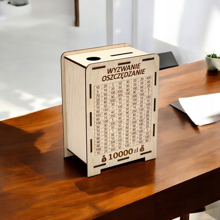 SKARBONKA WYKREŚLANA drewniana WYZWANIE OSZCZĘDZANIE Ślub TWÓJ GRAWER