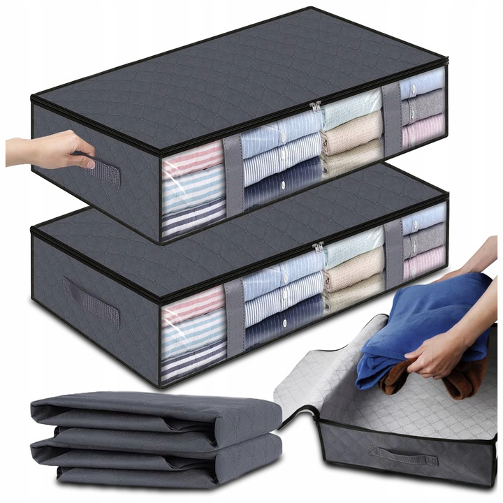 2x ORGANIZER NA POŚCIEL KOŁDRĘ POKROWIEC POJEMNIK Ubrania Pod Łóżko