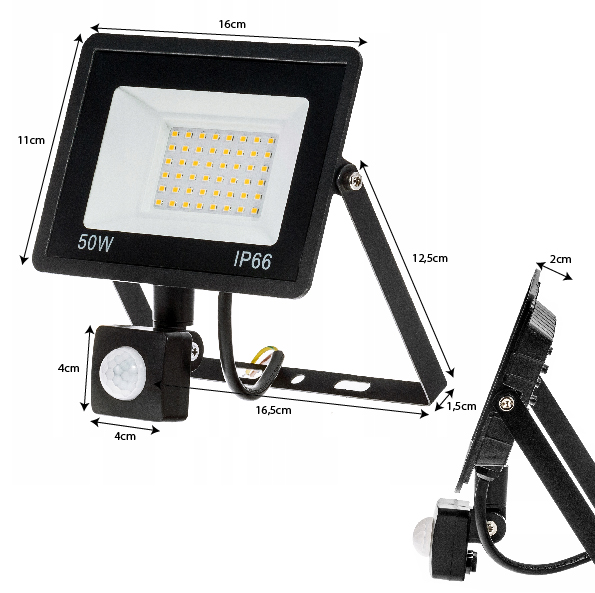 Halogen Naświetlacz 50W LED ZEWNĘTRZNY LAMPA Czujnik RUCHU ZMIERZCHU