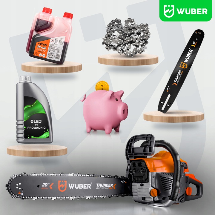 PIŁA SPALINOWA PILARKA DO DREWNA ŁAŃCUCHOWA 5,7KM +2 PROWAD +OLEJ +2x