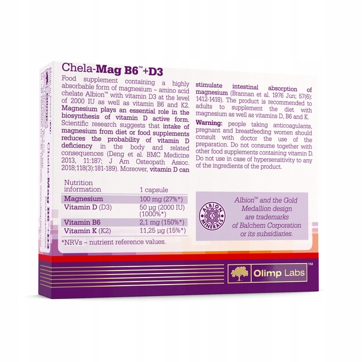 OLIMP CHELA-MAG B6+D3 33X0kaps MAGNEZ WITAMINA D3 B6 K2 MINERAŁY