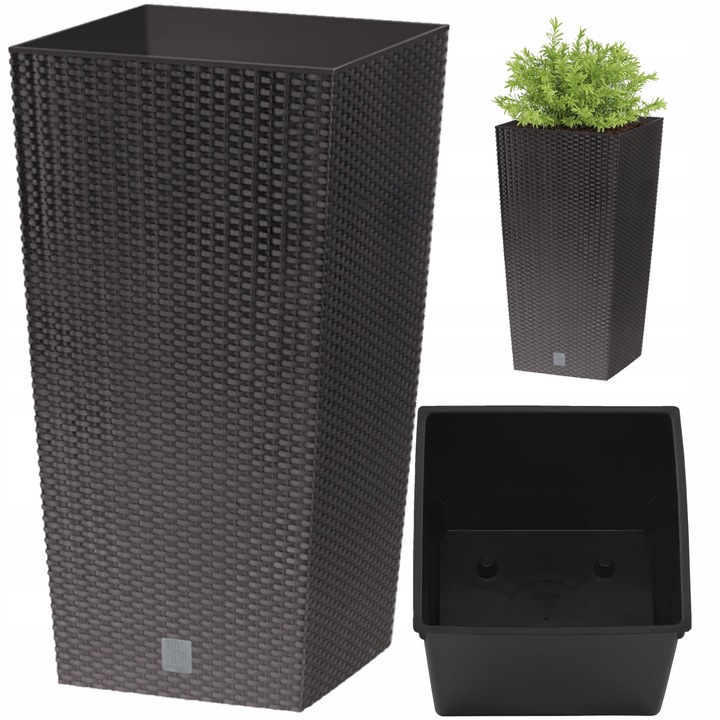 Doniczka ratanowa z wkładem wysoka DRTS170 - umbra