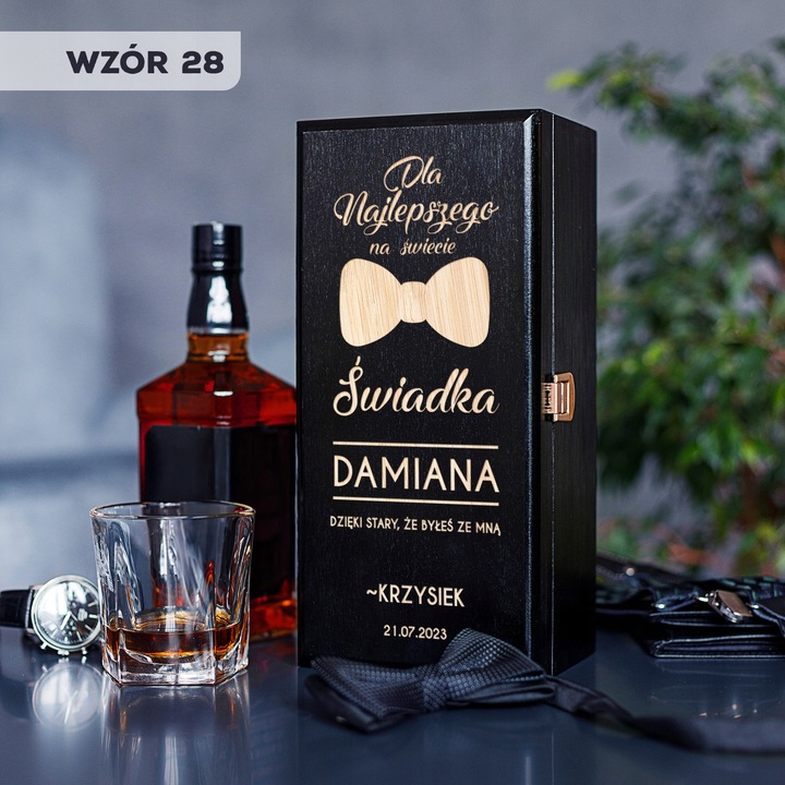 PODZIĘKOWANIE DLA ŚWIADKA PREZENT DLA ŚWIADKA SKRZYNKA NA ALKOHOL UPOMINEK