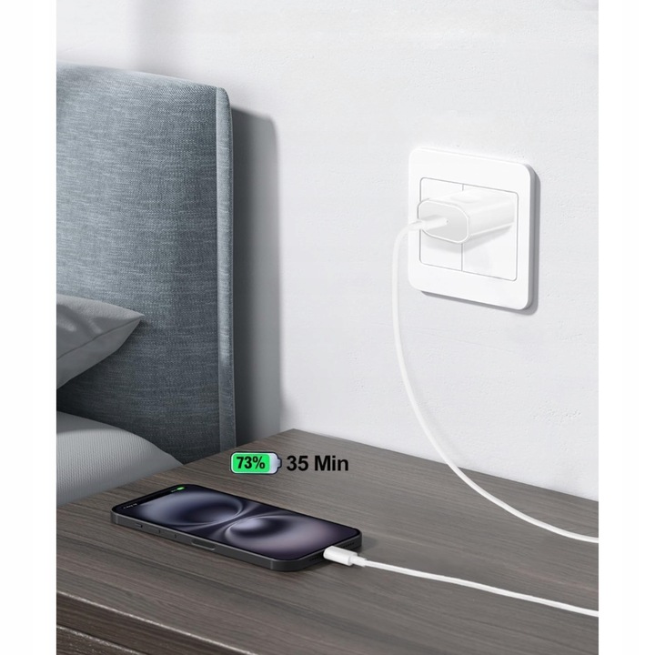 SZYBKA ŁADOWARKA DO IPHONE KOSTKA 25W + KABEL 1M / USB-C - IPHONE