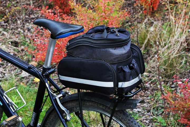 TORBA SAKWA ROWEROWA NA ROWER BAGAŻNIK + POKROWIEC Pojemna Wygodna Solidna