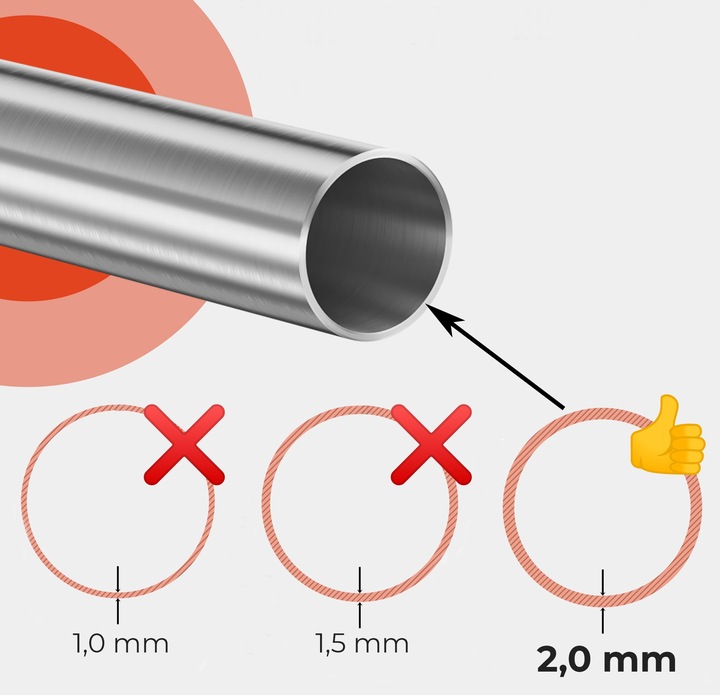 Poręcz ścienna schodowa solidna rura 2,0 mm, stal nierdzewna długość