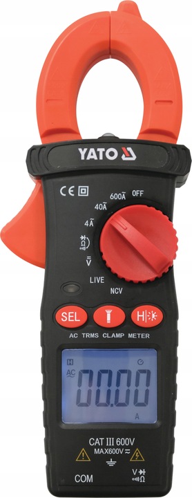YATO MIERNIK CĘGOWY UNIWERSALNY TRUE RMS 600A A.C. AUTOMATYCZNY ZAKRES