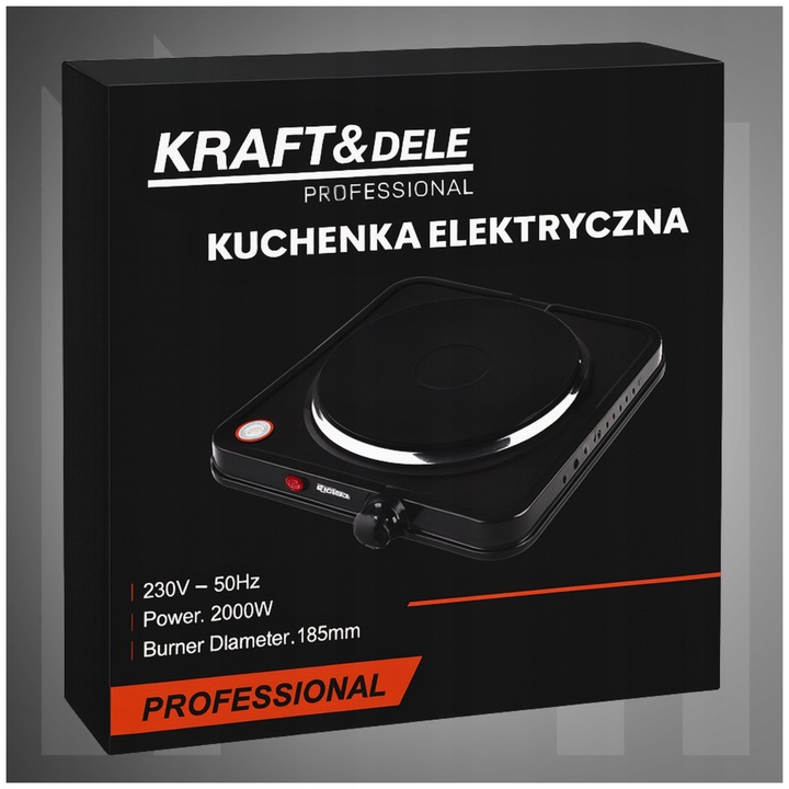 KUCHENKA PRZENOŚCNA ELEKTRYCZNA JEDNOPALNIKOWA TURYSTYCZNA 2000W