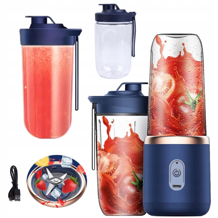 BEZPRZEWODOWY BLENDER KIELICHOWY PODRÓŻNY PREZENT 2 KIELICHY MOCNY