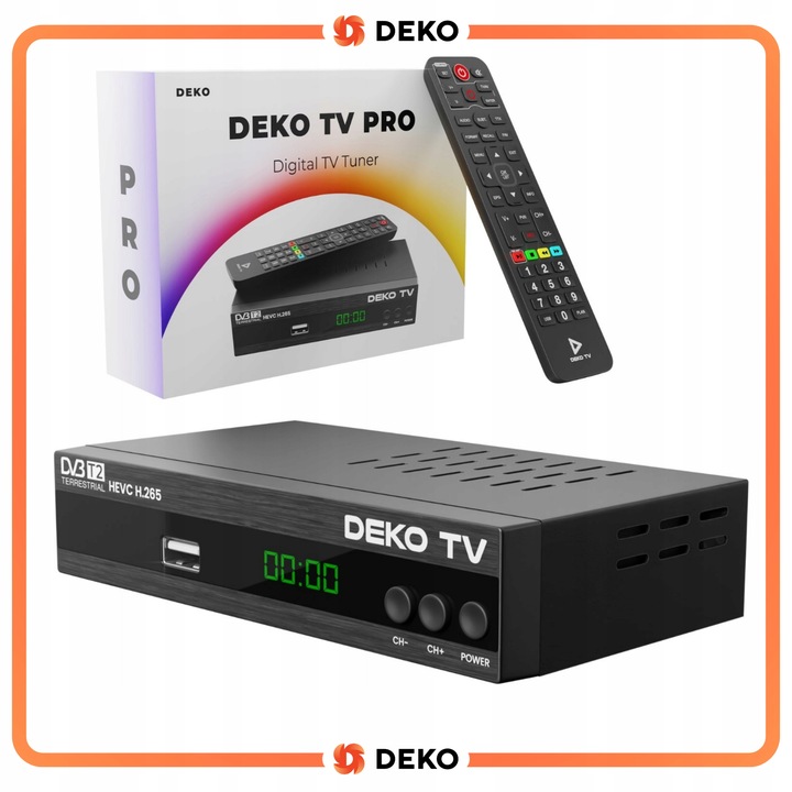 TUNER DEKODER DVBT2 DekoTV PRO Telewizji Naziemnej DVB-T2 HEVC H.265 DEKO