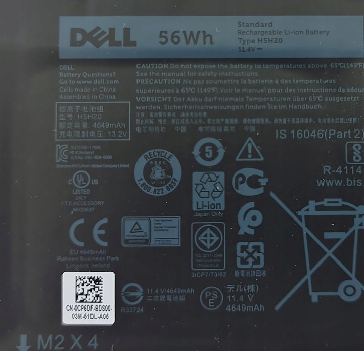 Oryginalna Bateria Dell Precision 5520 5530 5540 XPS 9560 9570 7590 V0GMT