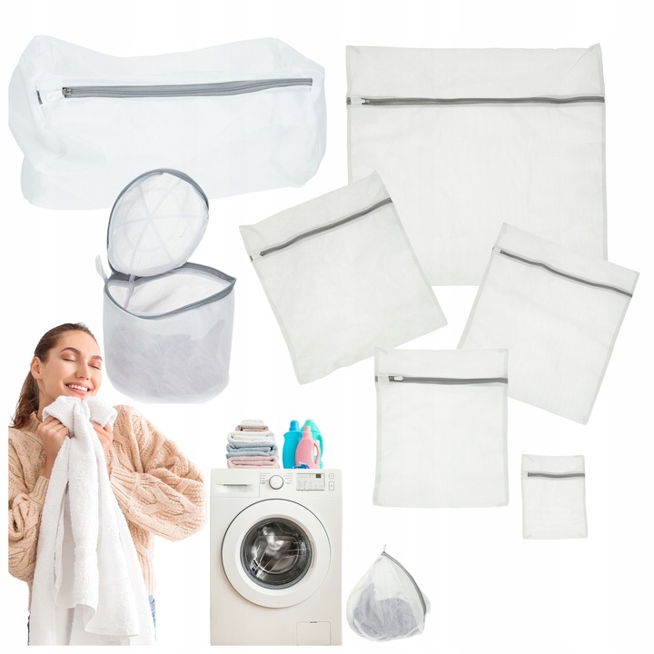 WOREK SIATKA DO PRANIA BIELIZNY SKARPET UBRAŃ WORECZEK Z ZAMKIEM 9 SZTUK