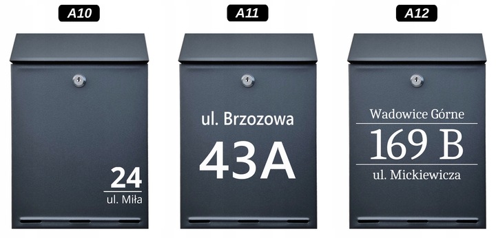 Skrzynka na listy Pocztowa A4 z Napisem, ANTRACYT, CZARNY -kolory