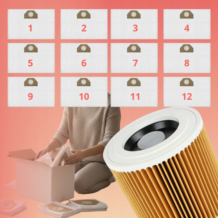 12X WORKI DO ODKURZACZA KARCHER WD3 WD2 PLUS FILTR WOREK KARCHER