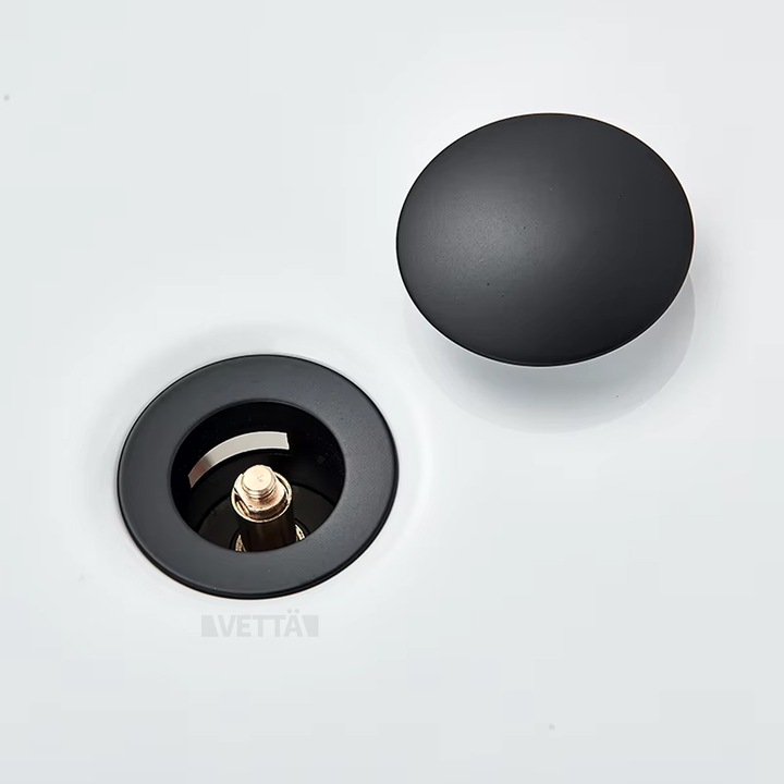 Korek umywalkowy automatyczny bez przelewu klik klak czarny mat mosiężny