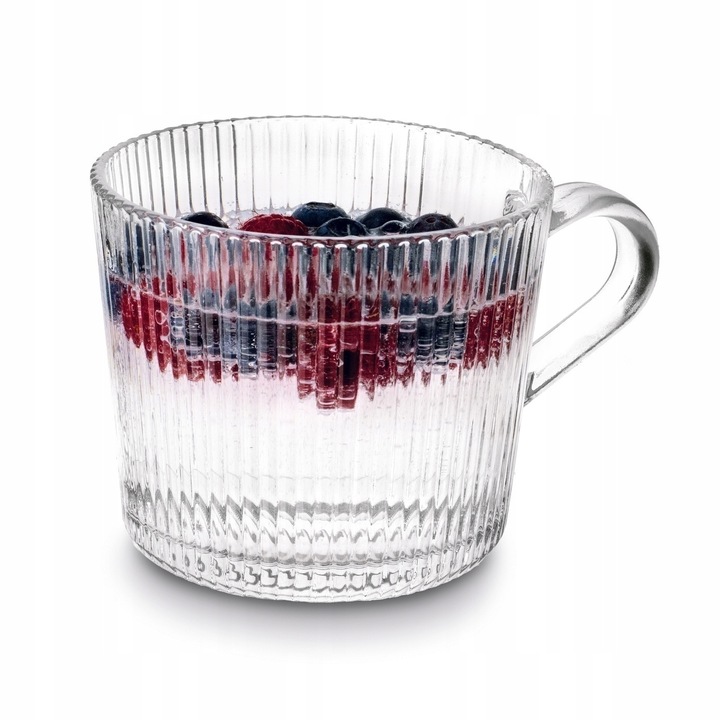 Zestaw SZKLANKI DO KAWY napojów SZKLANY KUBEK do herbaty Z UCHEM 6x400ml