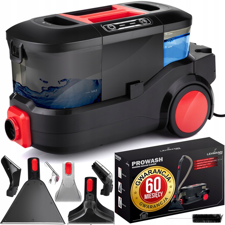ODKURZACZ PIORĄCY DO DYWANÓW SSAWKA TAPICERKI PROFESJONALNY LEHMANN 2000W