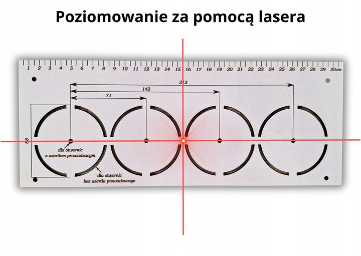 Szablon Wzornik do otworów puszek prądowych 68mm