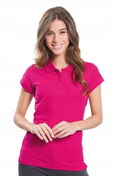 KOSZULKA POLO damska POLÓWKA bawełniana JHK POPL-200 fuksja FU r. M