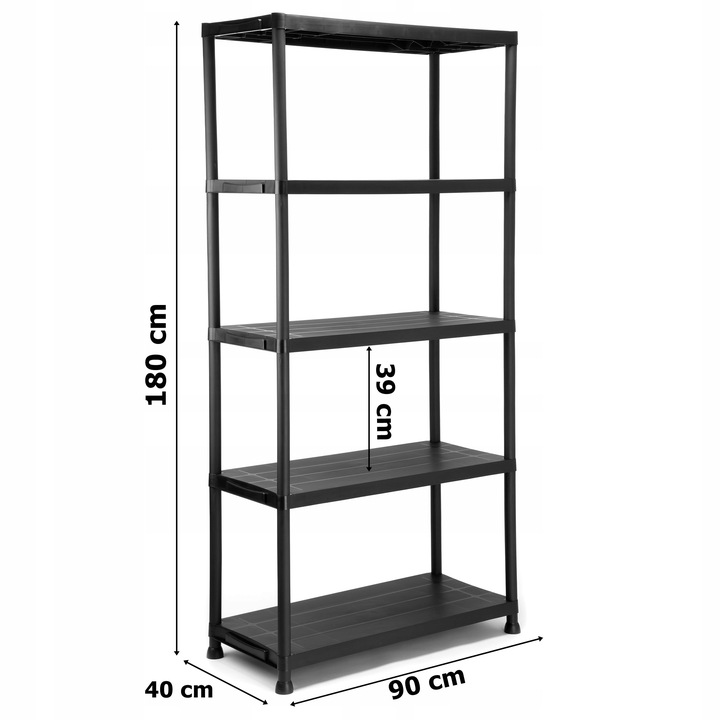 REGAŁ MAGAZYNOWY PLASTIKOWY DO GARAŻU PIWNICY SPIŻARNI MOCNY 5 PÓŁEK