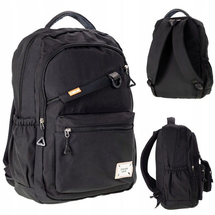 PLECAK damski męski SZKOŁA 25L LEKKI PODRÓŻNY TURYSTYCZNY czarny POJEMNY