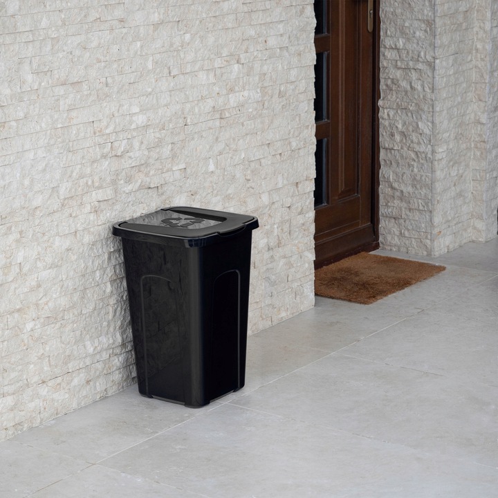 KOSZ NA ŚMIECI ODPADY POJEMNIK DO SEGREGACJI 50L KUBEŁ CZARNY KONTENER