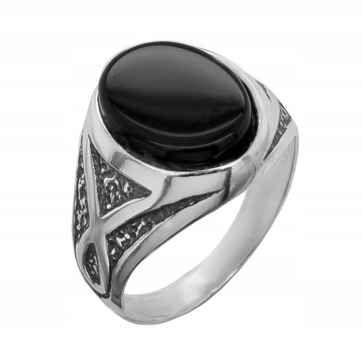 Sygnet srebrny pr. 925 Elegancki Pierścień Owal Czarny | r. 22