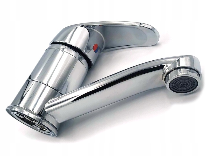 Bateria umywalkowa stojąca z ruchomą wylewką chrom obrotowa łaznienkowa