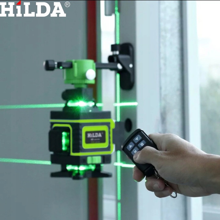 HILDA POZIOMICA 4D BLOKADA WAHADŁA LASER KRZYŻOWY STATYW 1,5 M 2 AKU