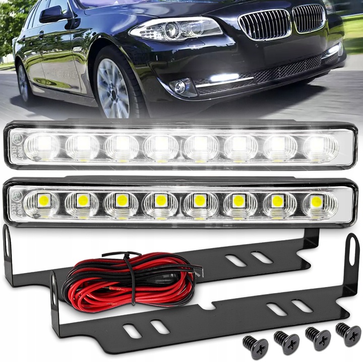 ŚWIATŁA LAMPY DO JAZDY DZIENNEJ LAMPY DO AUTA 8 SMD LED DRL AUTOMAT E4