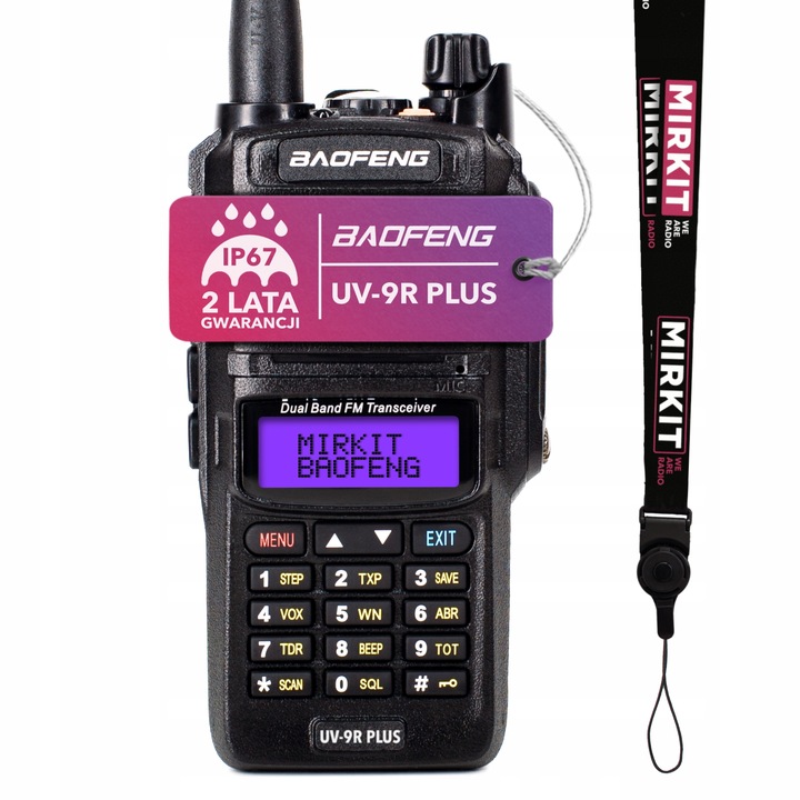 Krótkofalówka Baofeng UV-9R Plus MK1 8W IP67+ Sznurek Mirkit