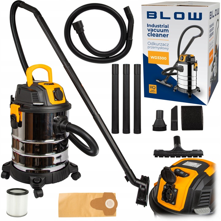 ODKURZACZ PRZEWODOWY Z GNIAZDKIEM BEZWORKOWY DMUCHAWA NA SUCHO MOKRO