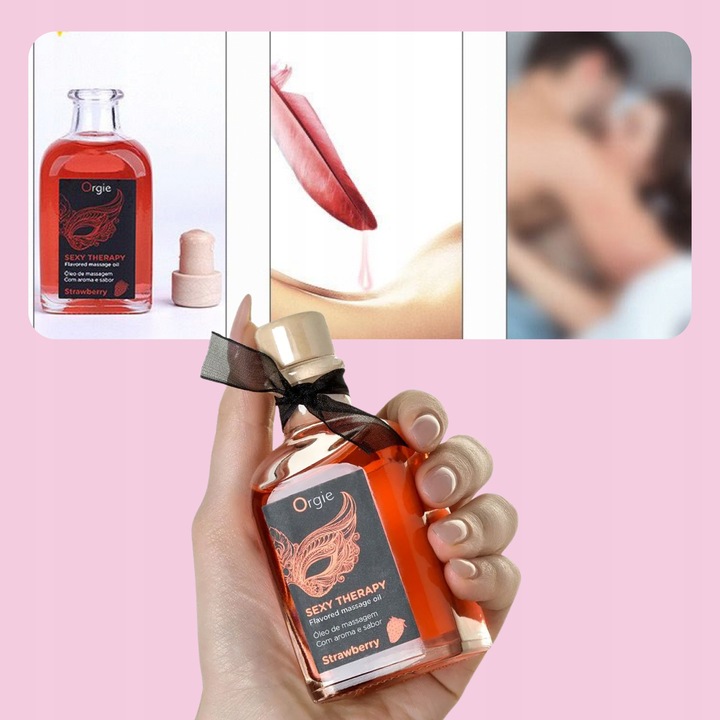 Olejek do masażu erotycznego ciała JADALNY truskawkowy ROZGRZEWAJĄCY 100 ml