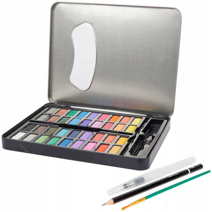 FARBY AKWARELOWE WODNE ZESTAW FARB AKWARELOWYCH W KOSTKACH AKWARELE 36 KOL