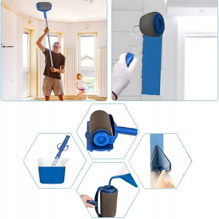 WAŁEK DO MALOWANIA SCIAN NIEKAPIĄCY UNIWERSALNY WAŁKI ZESTAW 5w1