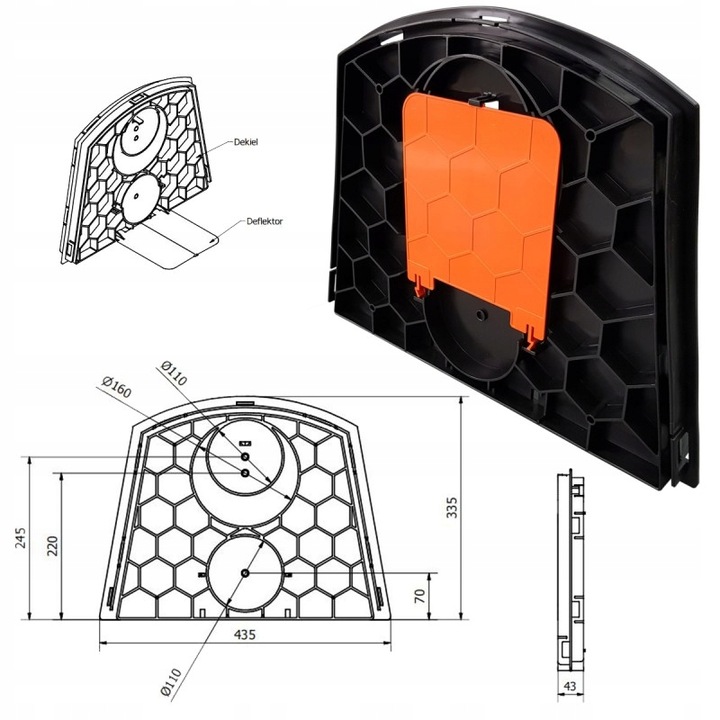 Aquabin Dekiel do Tunelu drenażowego 150 DEFLEKTOR Zamknięcie TUNELU