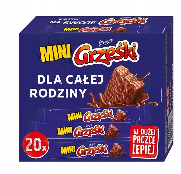 Goplana Mini Grześki Batoniki Wafelki Nadziewane Kakao W Czekoladzie 20x20g