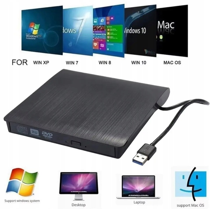 ODTWARZACZ NAGRYWARKA NAPĘD ZEWNĘTRZNY CD-R/DVD-ROM/RW USB 3.0 UNIWERSALNY