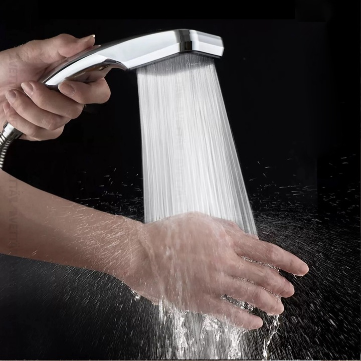 ZESTAW PRYSZNICOWY słuchawka wąż uchwyt srebrna CIŚNIENIE OSZCZĘDNA