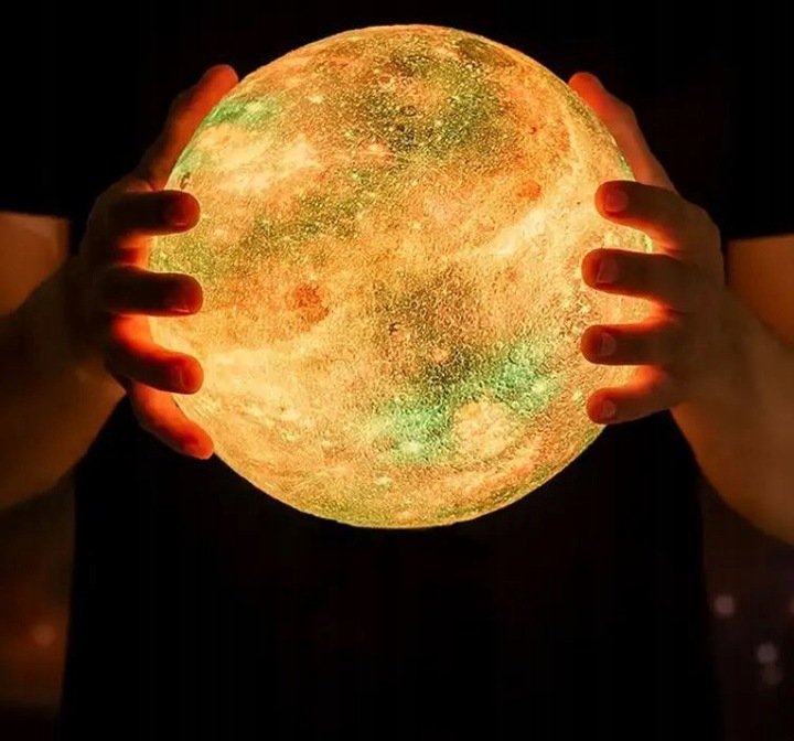 LAMPKA NOCNA LAMPA 3D Księżyc 48cm MOON LIGHT RGB Projektor Gwiazd + pilot