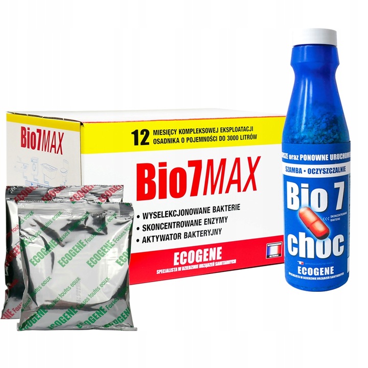 Bio 7 Choc Starter +Bakterie do Oczyszczalni Bio7 Max 2kg na TŁUSZCZ