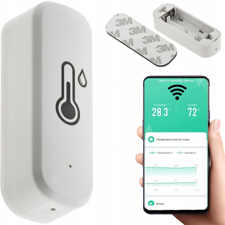 TERMOMETR HIGROMETR czujnik wilgoci temperatury WiFi TUYA Smart Dom