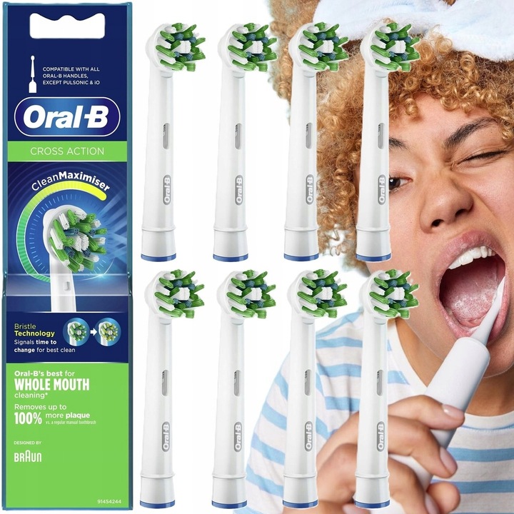 8 X KOŃCÓWKI BRAUN ORAL-B CROSS ACTION DO SZCZOTECZKI ELEKTRYCZNEJ ORYGINAŁ