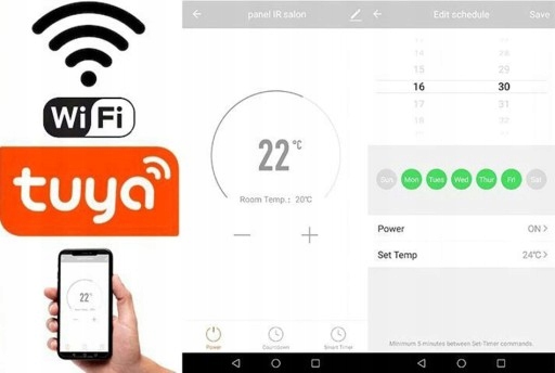 GRZEJNIK NA PODCZERWIEŃ PROMIENNIK 770W PILOT STEROWANIE WiFi XL MOCNY