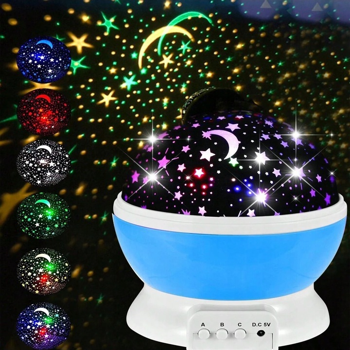 PROJEKTOR GWIAZD KSIĘŻYCA NIEBA OBROTOWY LAMPKA NOCNA RZUTNIK DLA DZIECKA