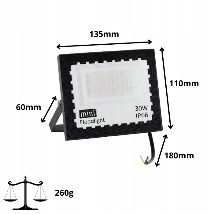 HALOGEN LED 30W NAŚWIETLACZ SLIM ZEWNĘTRZNY ROBOCZY OSZCZĘDNY DO MAGAZYNU