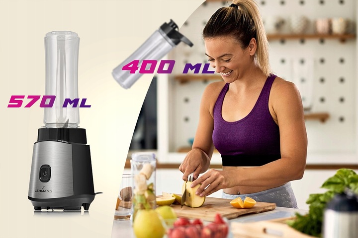 BLENDER KIELICHOWY DO SMOOTHIE KOKTAJLI 1200W MIKSUJE KRUSZY LÓD 2x