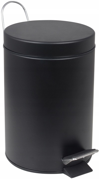 Kosz na śmieci Z PEDAŁEM OTWIERANIA do łazienki toalety WC czarny mat 3l