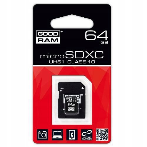 PS KARTA GOODRAM Micro SD 64GB, Class10 UHS + adapter. #LXND64GB